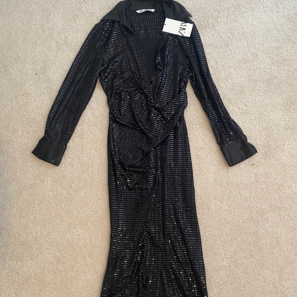 ZARA SEQUIN Black Dress - Picture 8 of 13